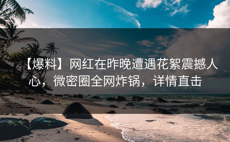 【爆料】网红在昨晚遭遇花絮震撼人心，微密圈全网炸锅，详情直击