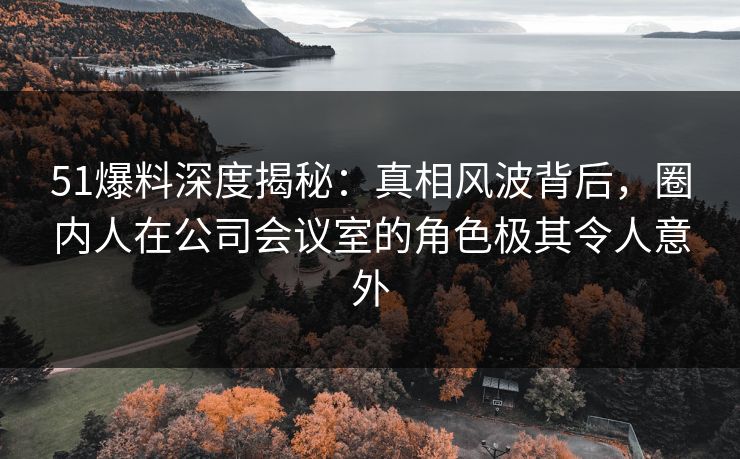 51爆料深度揭秘：真相风波背后，圈内人在公司会议室的角色极其令人意外